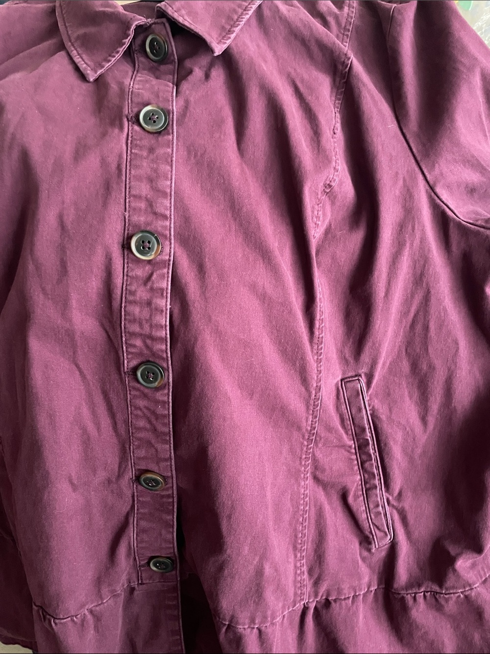 Lane Bryant Plum Button-Front Jacket, Ruffle Bottom - Picture 8 of 8
